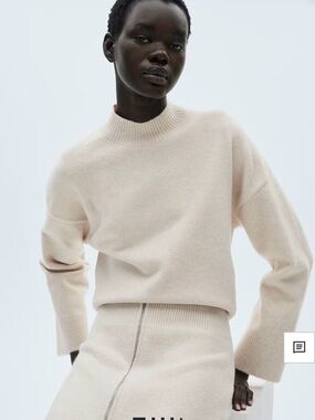 Mango Women's Soft Cream Mock-Neck Sweater